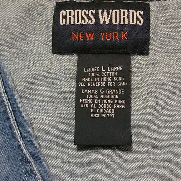 Vtg 90s Y2K Animal Embroidered Denim Vest Safari Africa Elephant Giraffe Zebra L - Picture 6 of 6